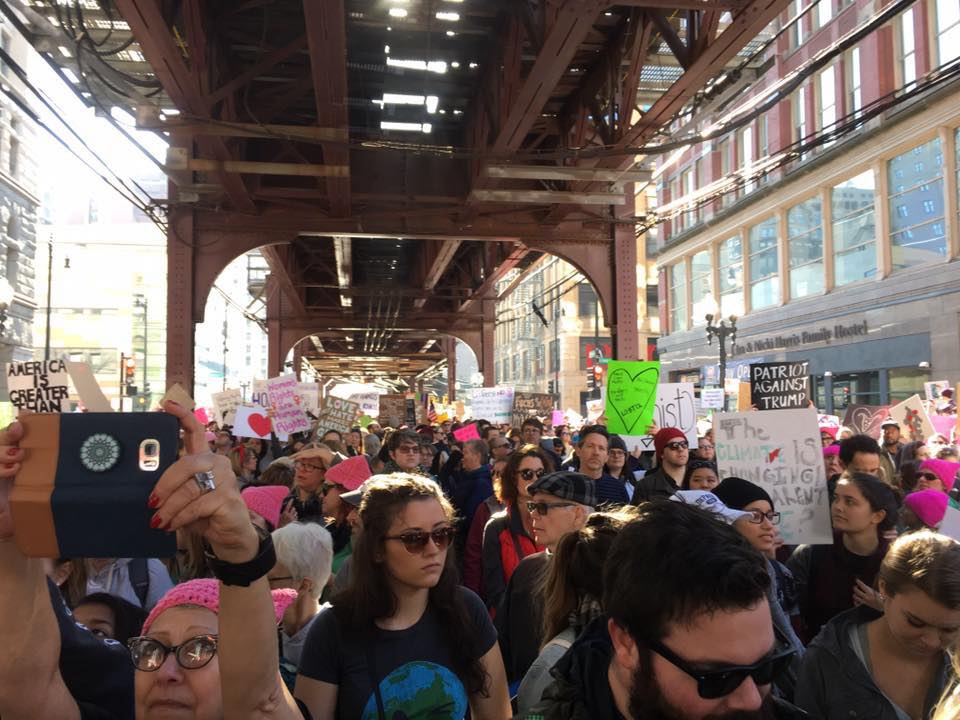 Women in Chicago on Jan. 21, 2017, took off and marched on their own through downtown as the crowd was so large that the march itself was cancelled. 